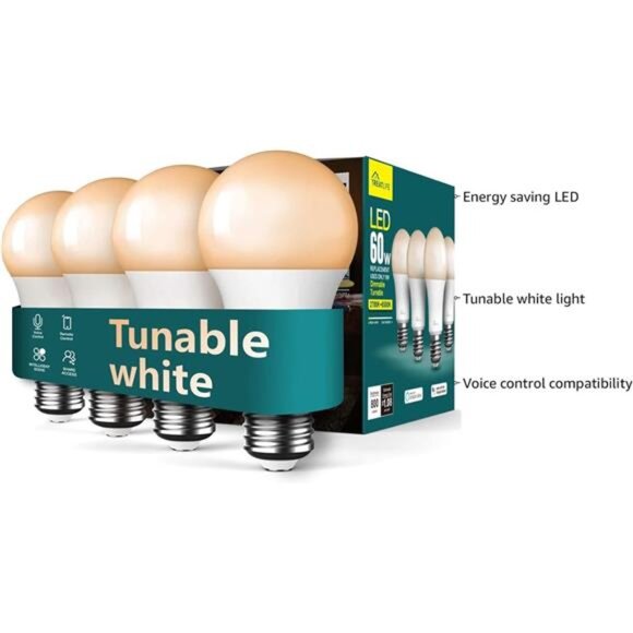 TREATLIFE Smart Light Bulbs 4Pack, 2500K-6500K Tunable White Dimmable LED Light - Picture 4 of 7